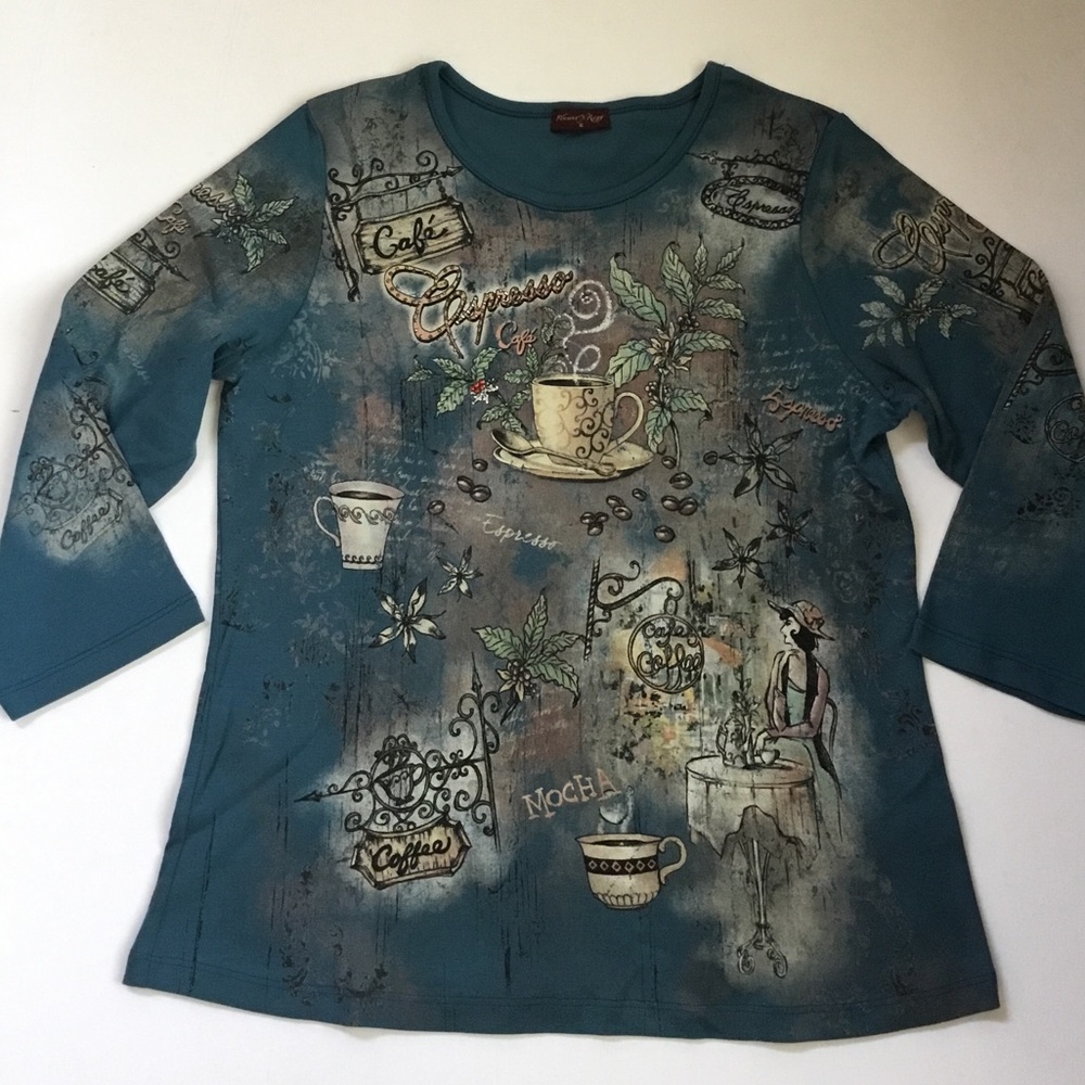 Flower N Ring Cafe Espresso Y2K  Embellished Knit Tee Shirt Top